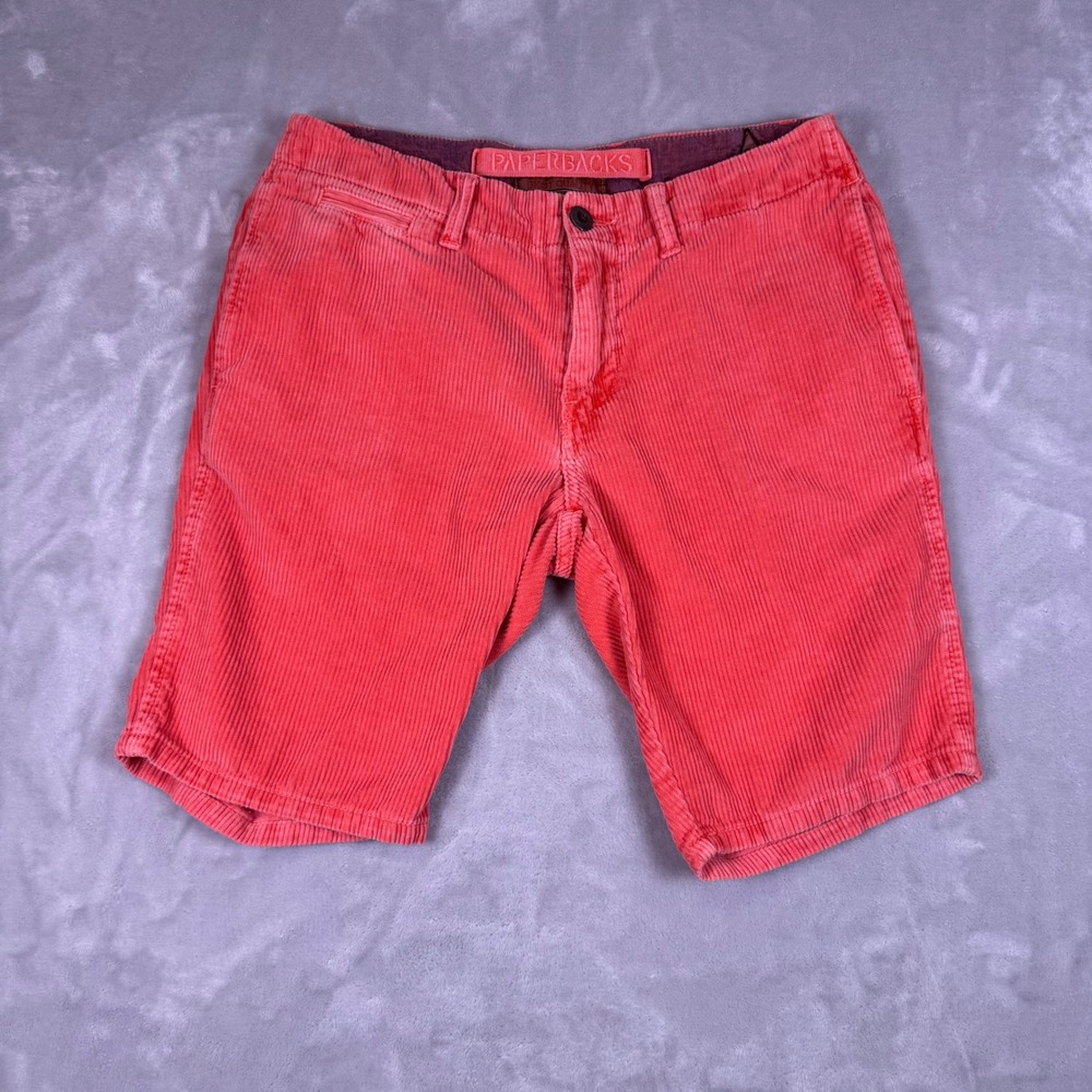 Paperbacks Mens 30 Coral‎ Pink Corduroy Shorts Cotton Casual Summer 5-Pocket